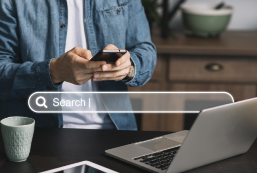 Conceito de página inicial com barra de pesquisa representando SEO e GEO Foto: Freepik